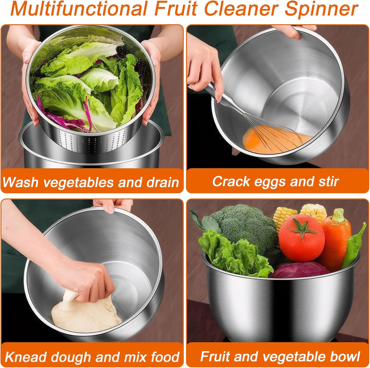 6L Stainless Steel Salad Spinner V570811