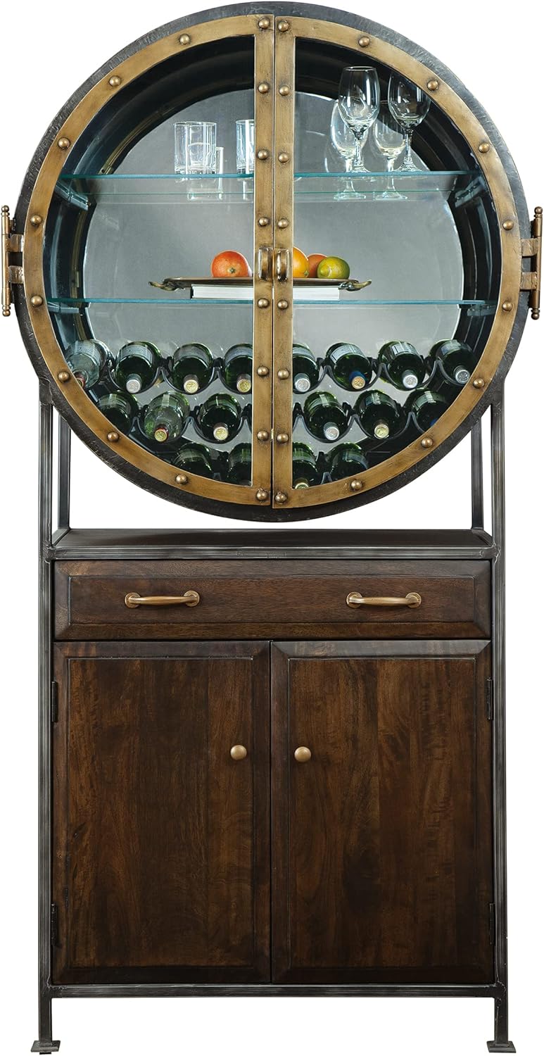Distressed Hardwood Wine Bar Cabinet B4847