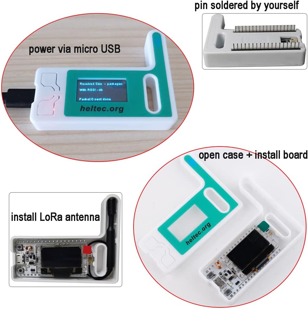Pack of 2 ESP32 OLED LoRa 915MHz Module with Protective Case Cover and Antenna L2600