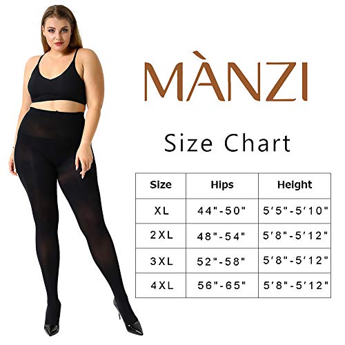 2 Pairs Control Top High Waist Plus Size Tights O2180