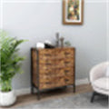 Rustic Brown 4 Drawer Wood Dresser with Steel Frame J7170