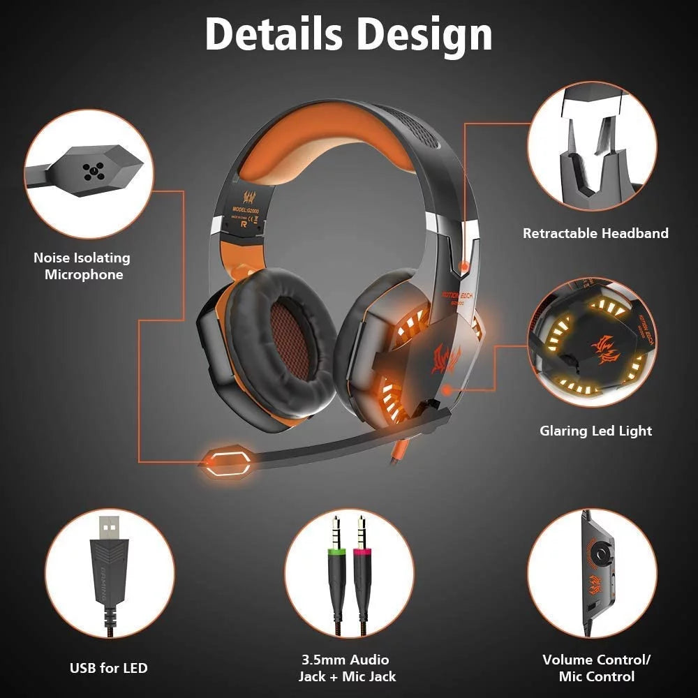 Noise Cancelling Over Ear Gaming Headset with Mic A976