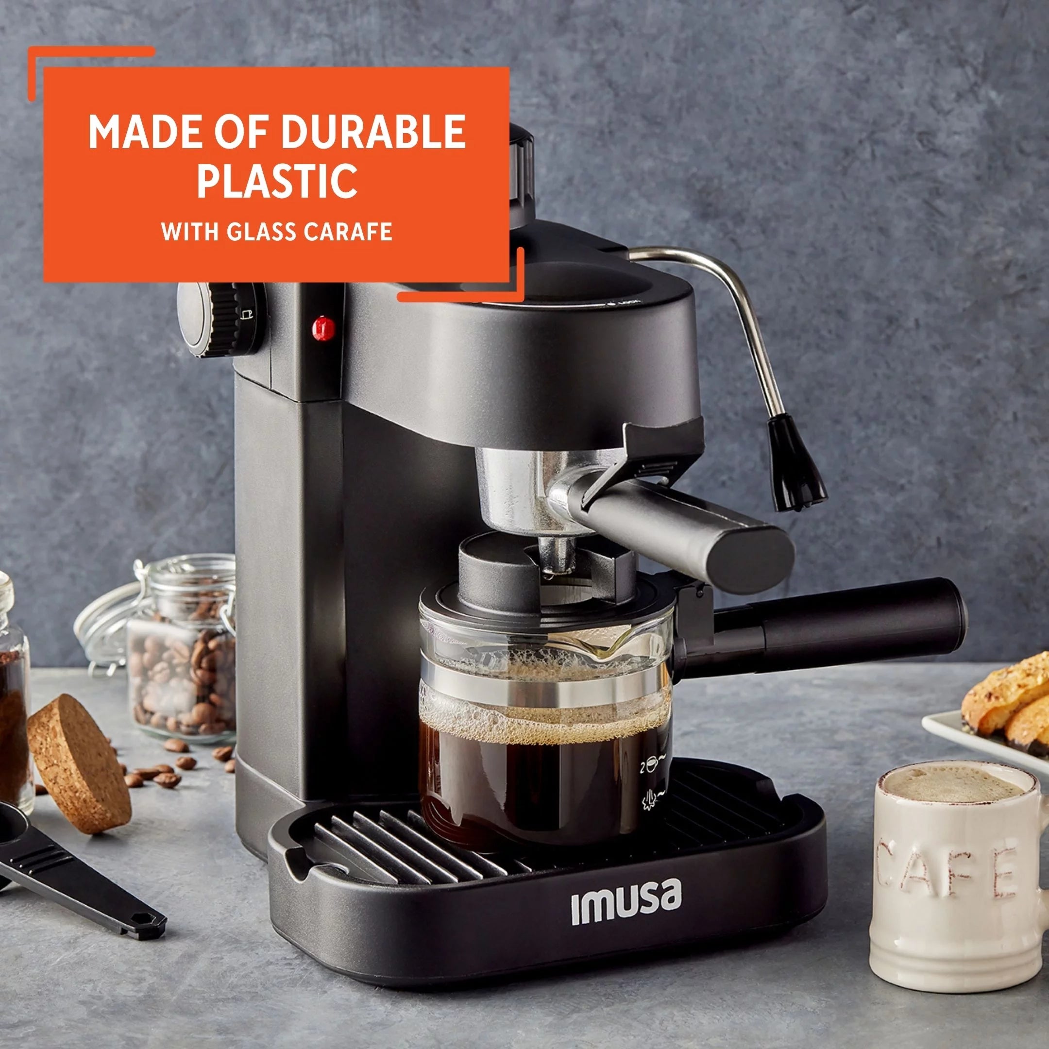 4 Cup Capacity Electric Espresso Cappuccino Maker 800 Watts Black F393