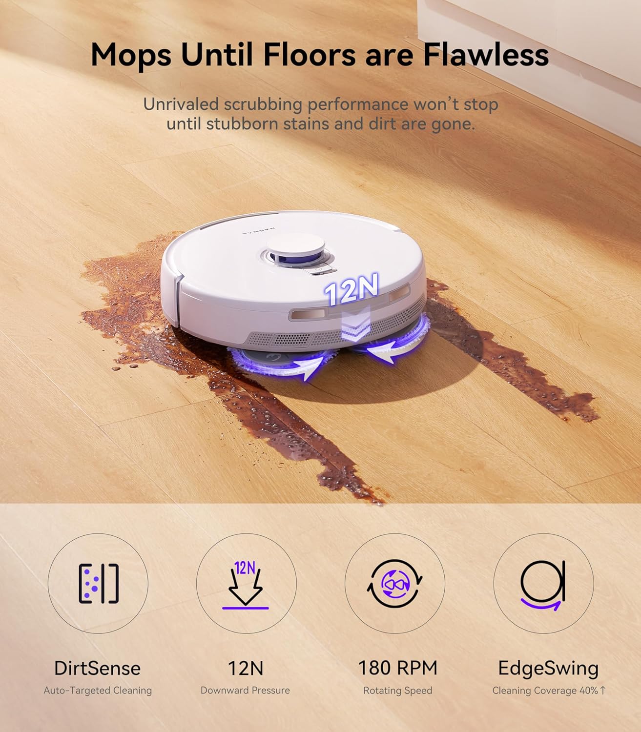 8200 Pa Robot Vacuum and Mop Combo with Dust Bags G197