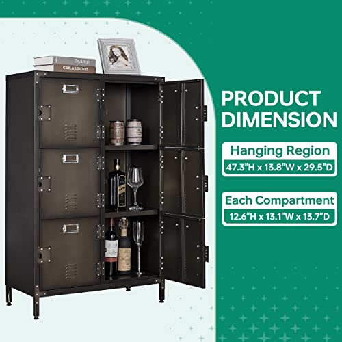 Metal Storage Locker 47" Steel 6 Door Lockable Adjustable Feet Cabinets E913