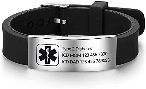 Silicone Adjustable Medical Alert Bracelets F550653