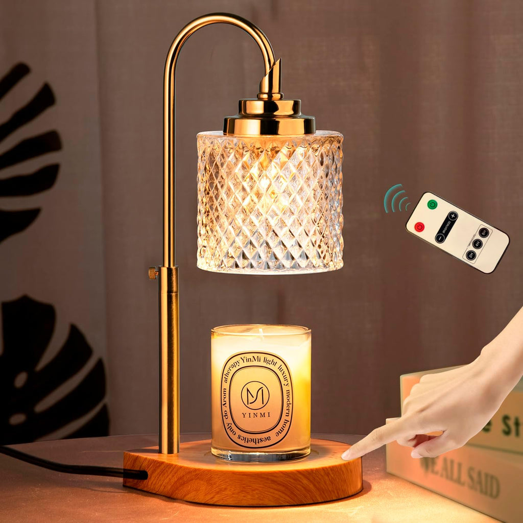 Candle Warmer Lamp with Remote Control, 2-4-8H Timing, 4-Level Dimming, Height Adjustable, 2 Bulbs E28858