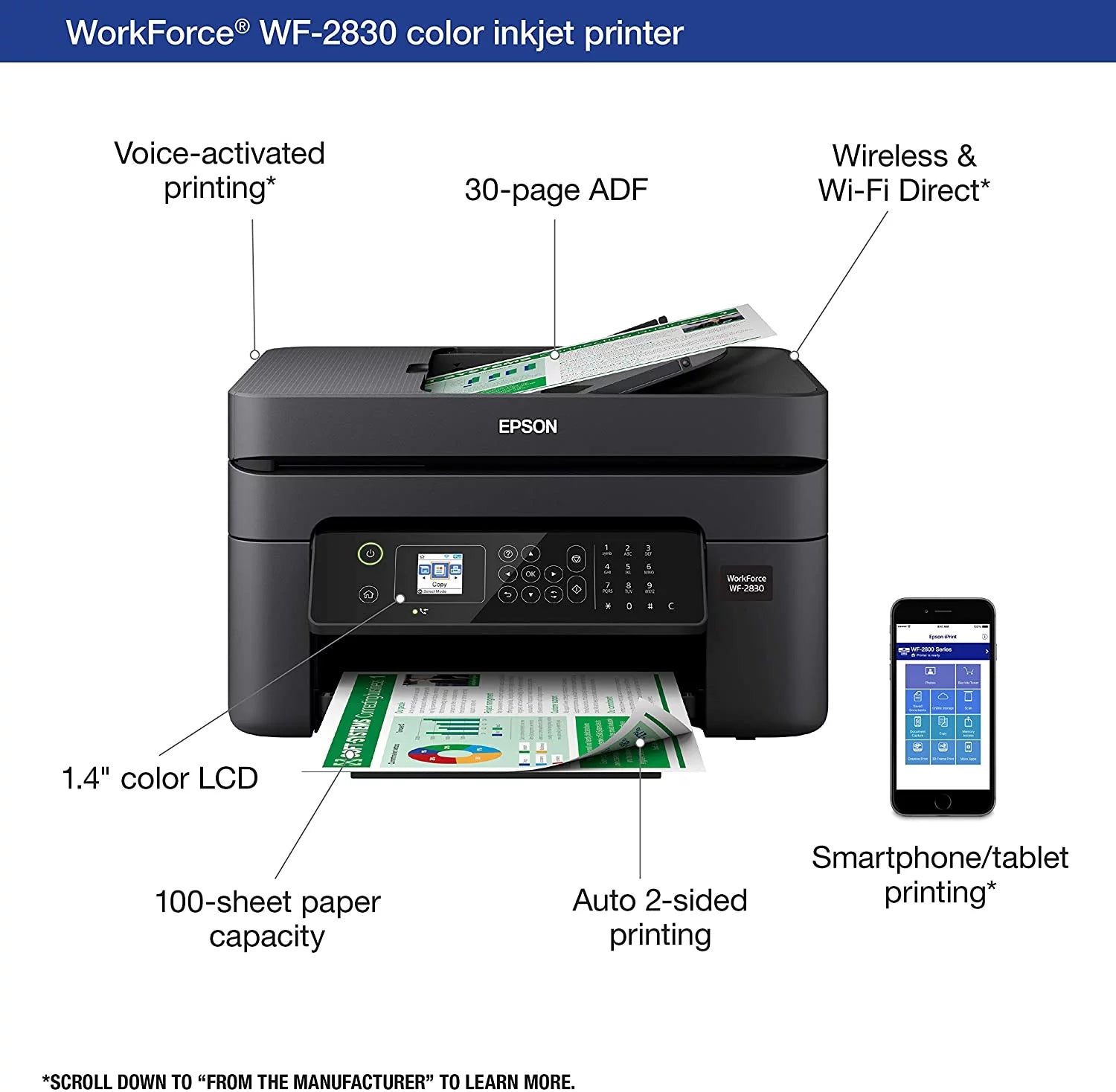 Wireless Color All-in-One Printer with Scanner, Copier and Fax Y703