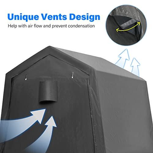 Gray 10x10 ft Heavy Duty Portable Canopy Shelter Carport with 2 Roll up Zipper Doors L573438