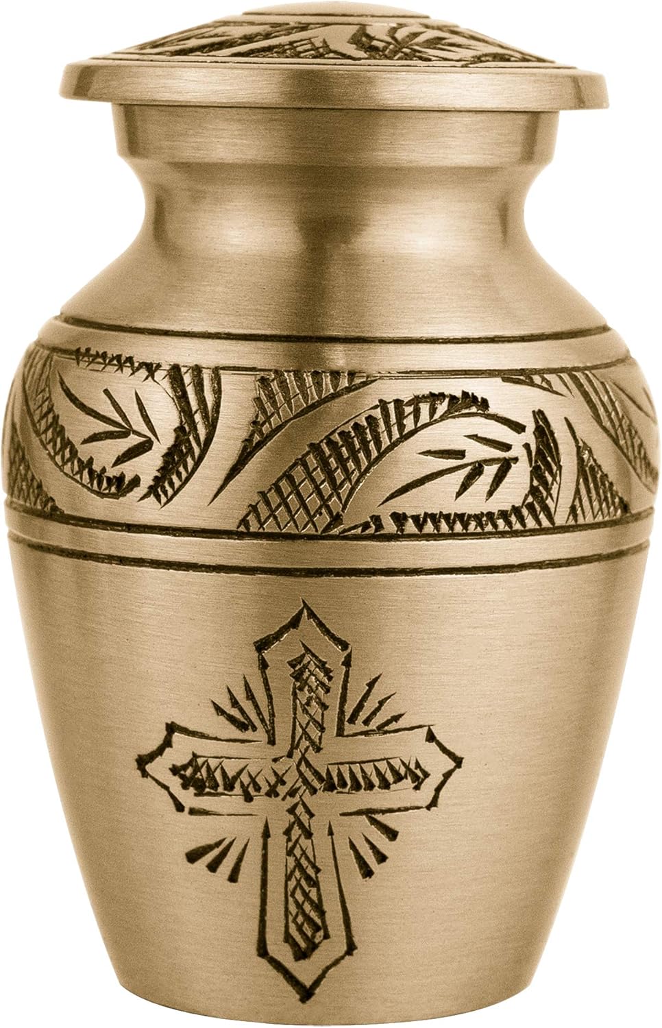 Cremation Urns, 0.75 Lbs., 2.75" x 1.75", Cross Bronze P513