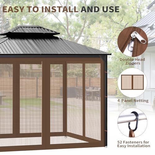 10' x 10' 4-Panel Sidewall Mosquito Netting with Zippers (Black) R8846