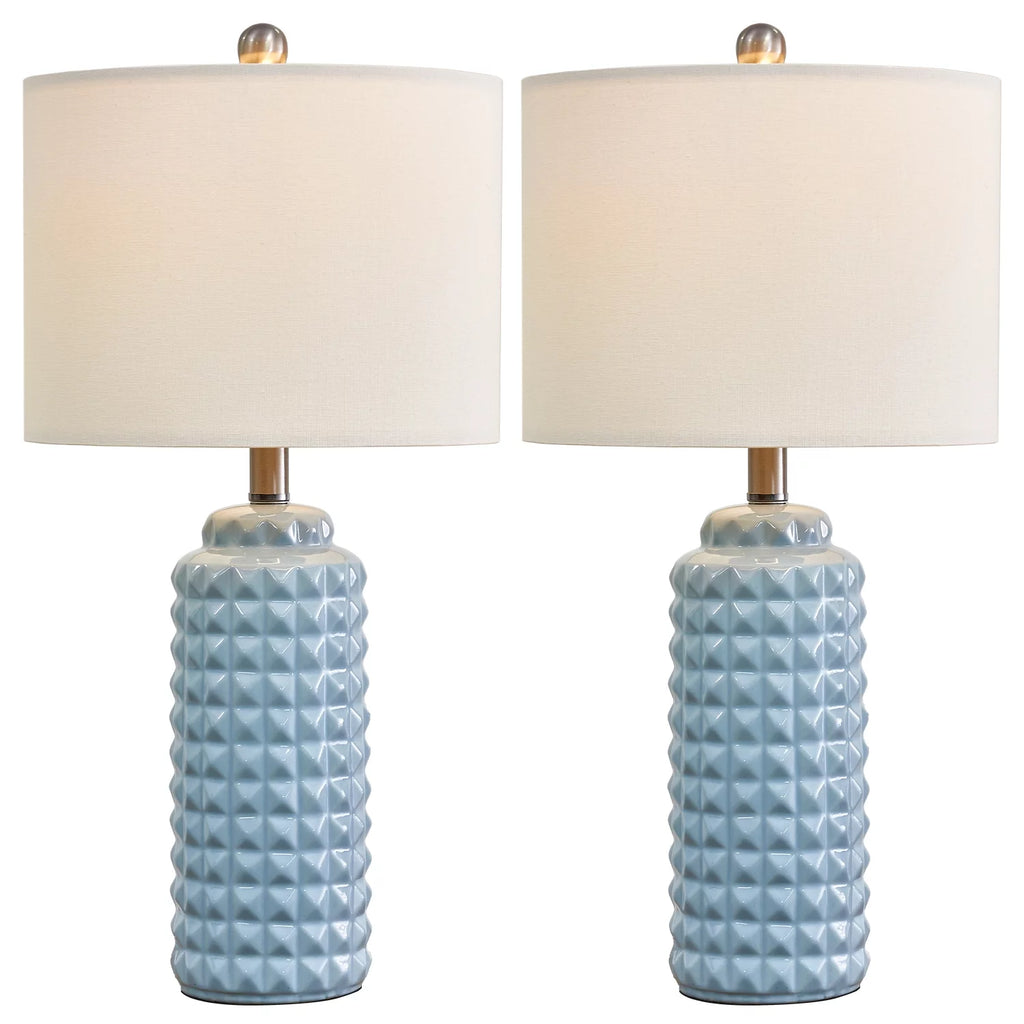 Light Blue 24.5" Ceramic Table Lamp Set of 2 K4290