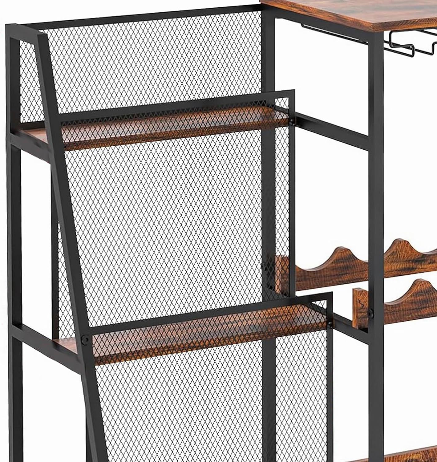 Rustic Brown 3-Tier Floor Liquor Cabinet H233049