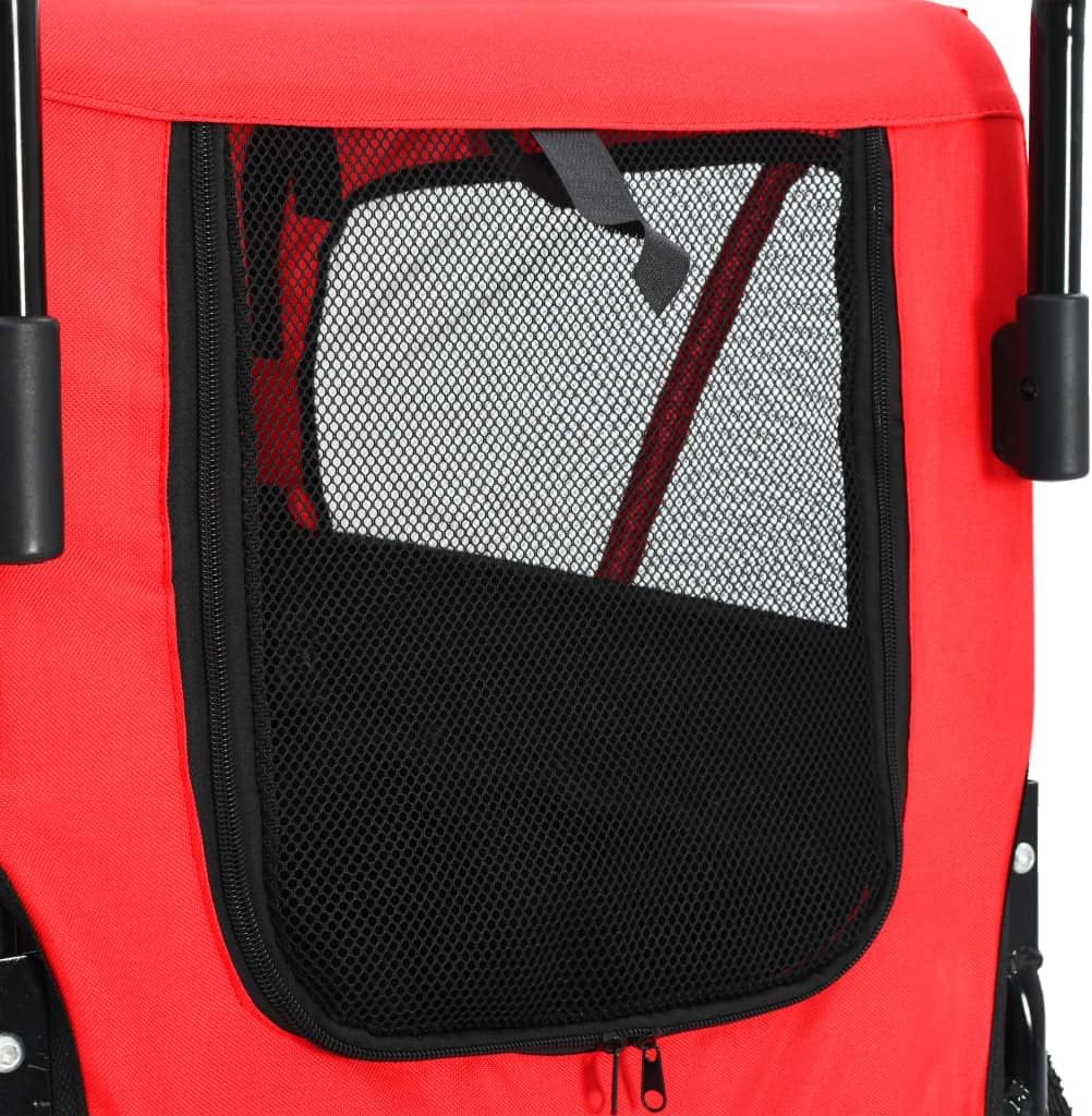 Red and Black Folding Dog Bike Trailer and Jogging Stroller R21672