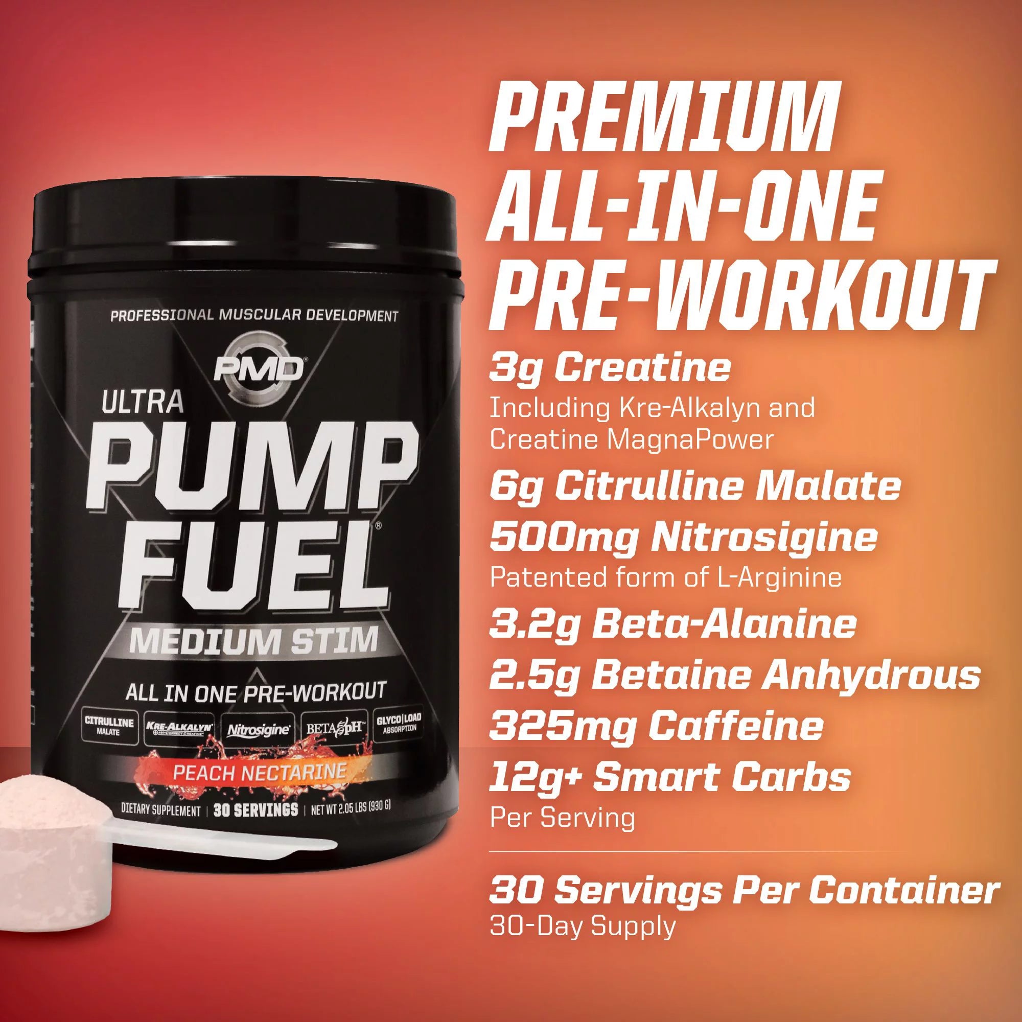 Peach Nectarine Pre Workout Drink Mix 30 Servings S833