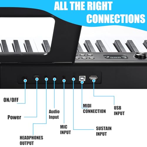88 Key Semi Weighted Digital Piano with Music Stand, Sustain Pedal, Bluetooth, Carrying Case, Headphones B767045