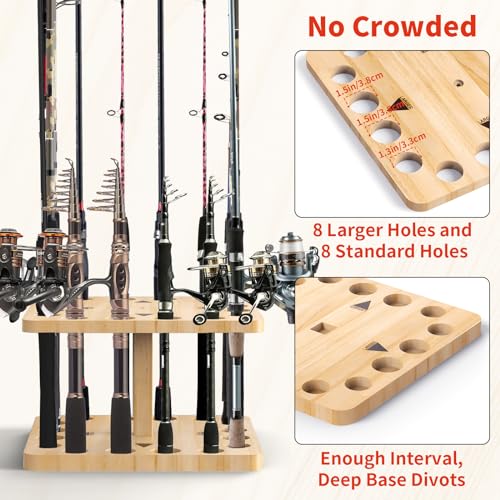 Natural Wooden Fishing Rod Storage Rack J770