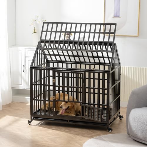 Heavy Duty Metal Dog Crate with Removable Trays, 47 Inch M9956