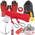2600LBS Double Side Magnet Fishing Kit with Case, 100FT Rope, Non-Slip Glove, Threadlocker, Grappling Hook, Carrying Bag Q3000