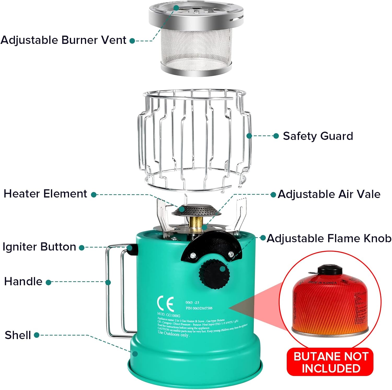 Portable Propane Heater & Stove with automatic igniter E87912