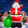 14 Ft by 8.5 Ft Giant Christmas Inflatable Santa Claus with Gift Bag Outdoor Decorations Y89739
