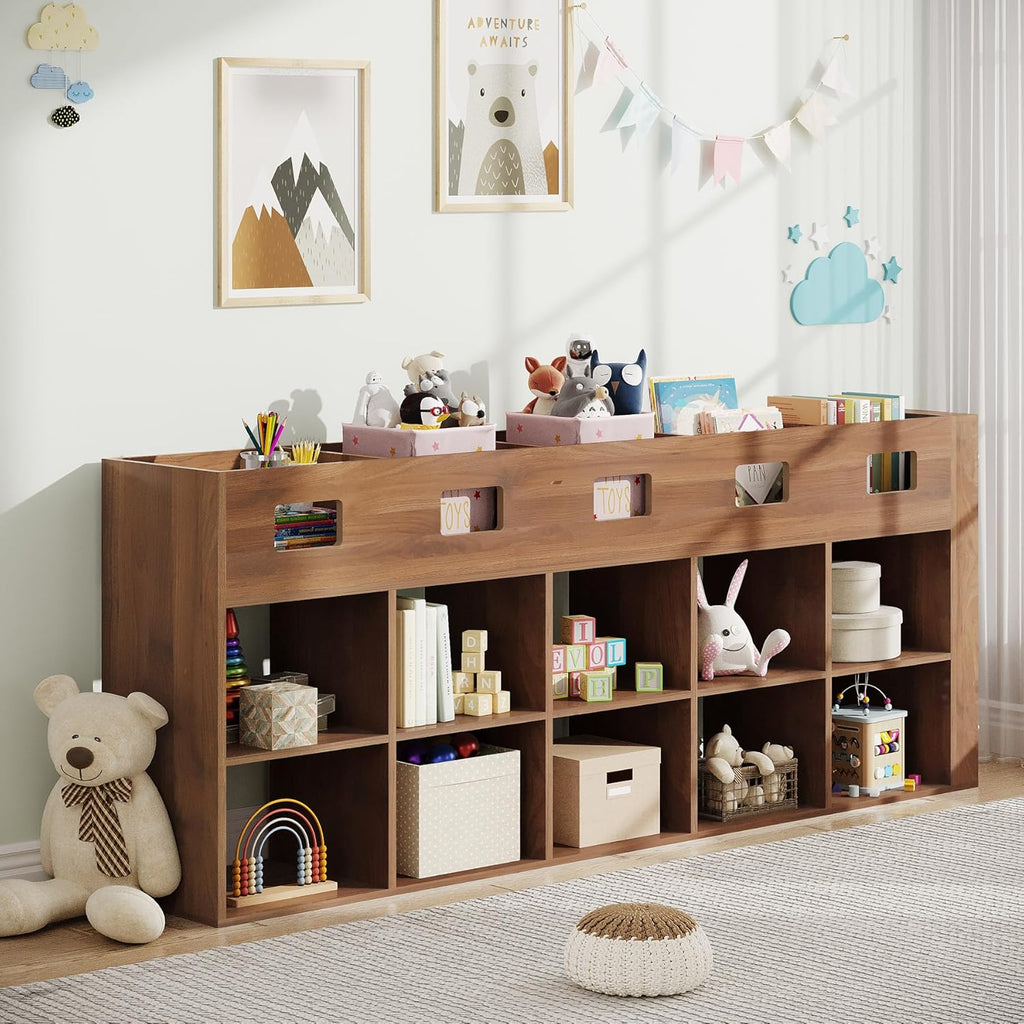 15 Cube 5 Tier Wooden Open Bookshelf (Brown) N385799
