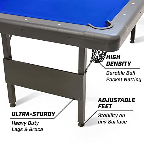 6, 7, or 8 ft Portable Billiards Table with Balls, 2 Cue Sticks, Chalk and Felt Brush V42015