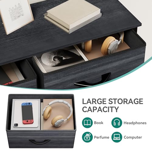 10 Drawer Fabric Storage Dresser with Steel Frame and Wooden Top U493