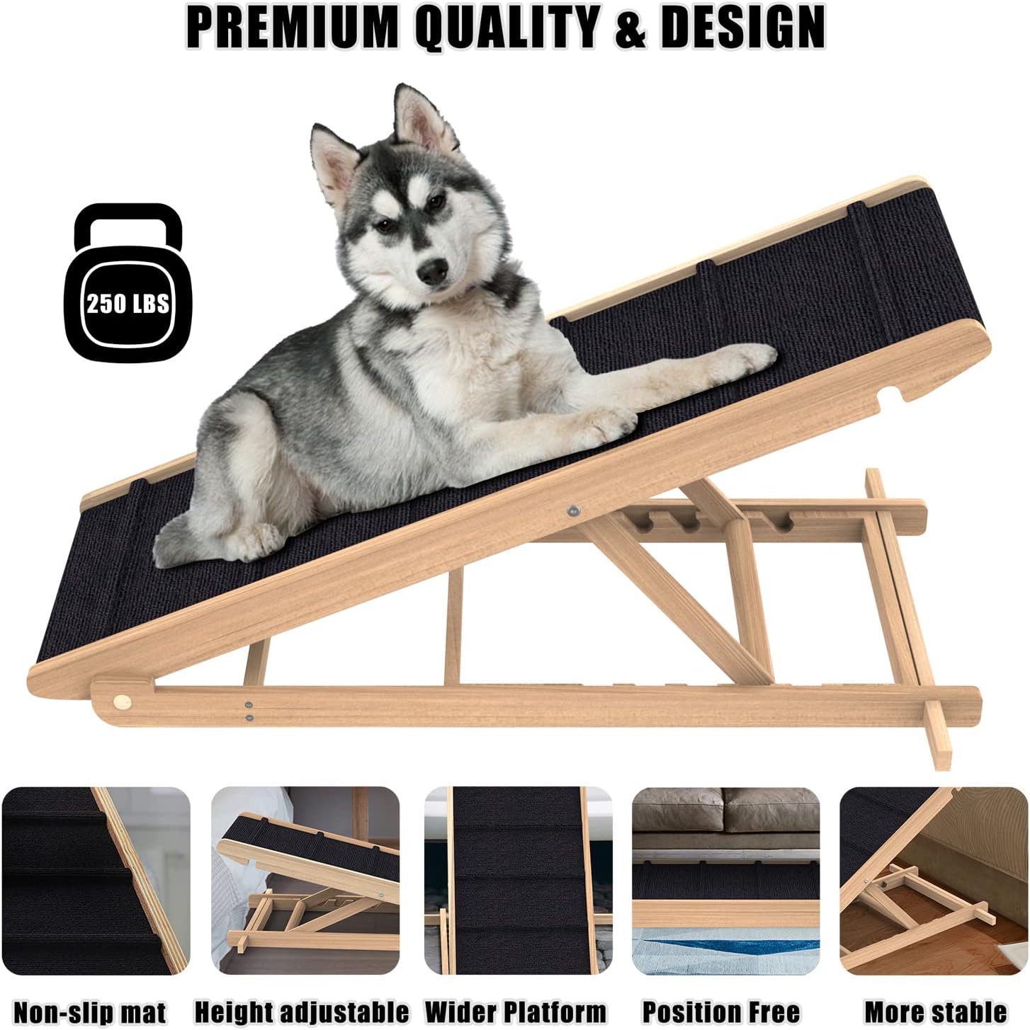 Adjustable Folding Pet Ramp with Non Slip Mat, 40" Long S8192