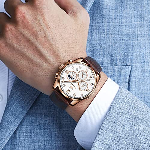 Leather Chronograph Analog Quartz Wrist Watch H502861