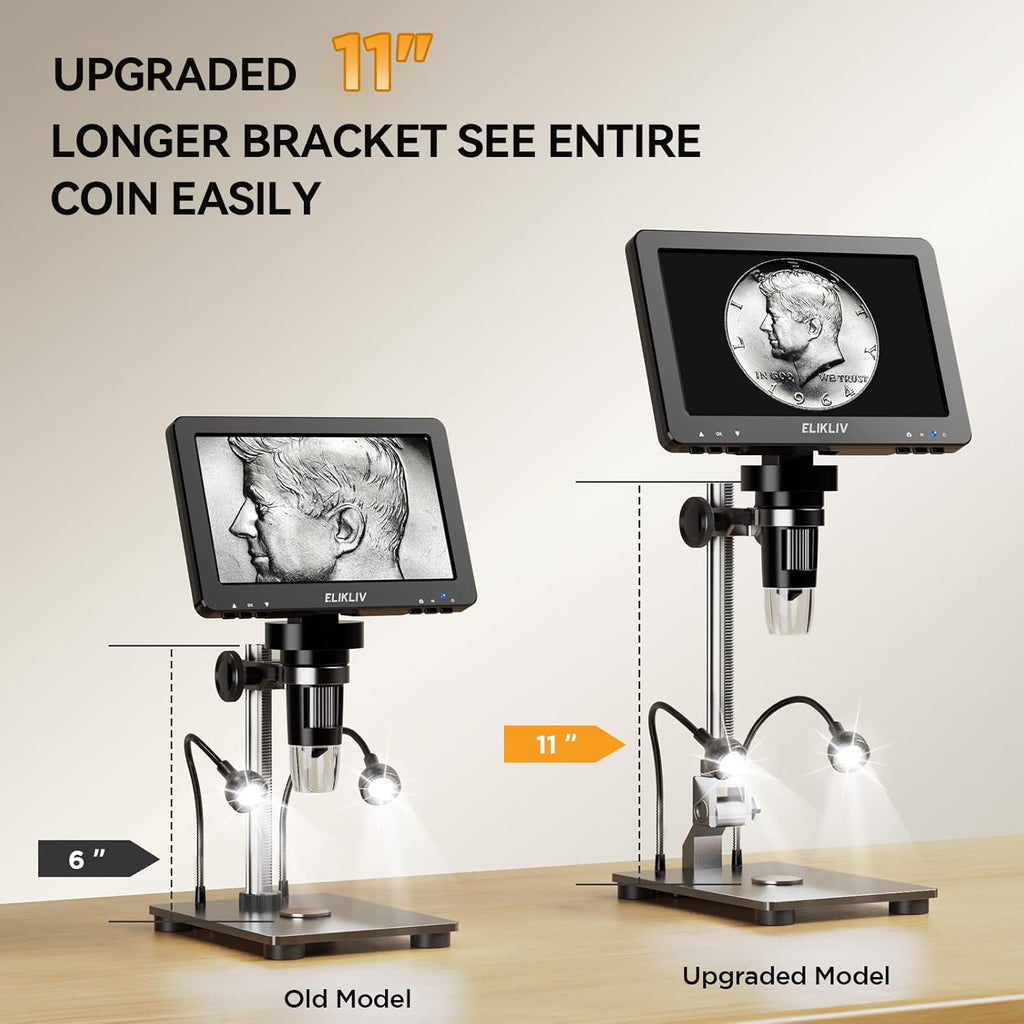 7" HDMI Digital Microscope, 1200X, 1080P, 16MP, IPS Screen, 10 LED Lights I56013