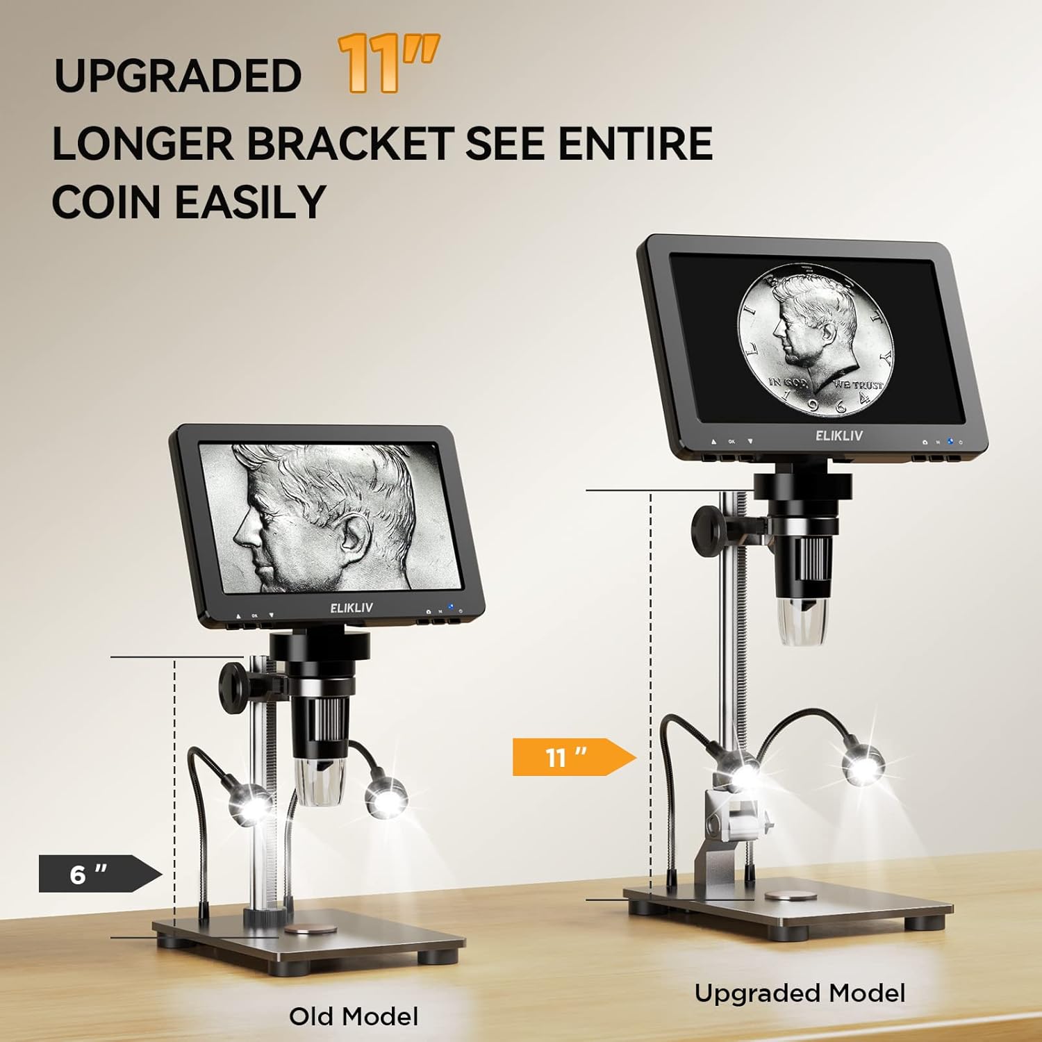 7" HDMI Digital Microscope, 1200X, 1080P, 16MP, IPS Screen, 10 LED Lights I56013
