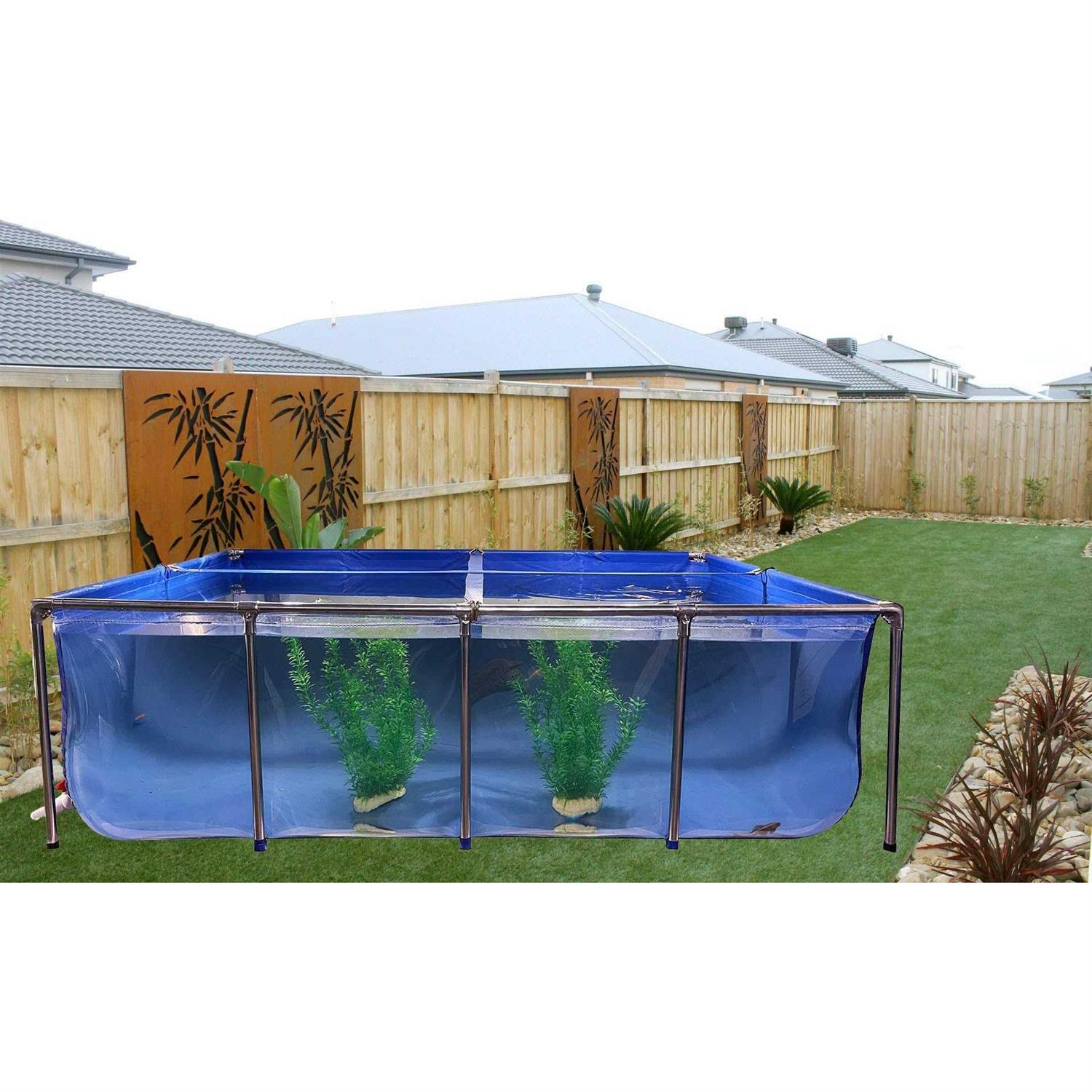 PVC Canvas Fish Pond with Steel Frame, Transparent Viewing Panel and Drain Valve Q29136