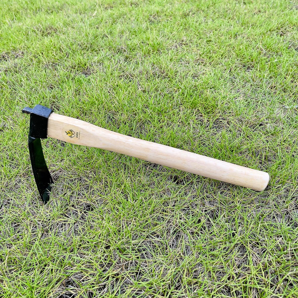 14 Inch Wide Japanese Carbon Steel Garden Hoe with Oak Wooden Handle I88542