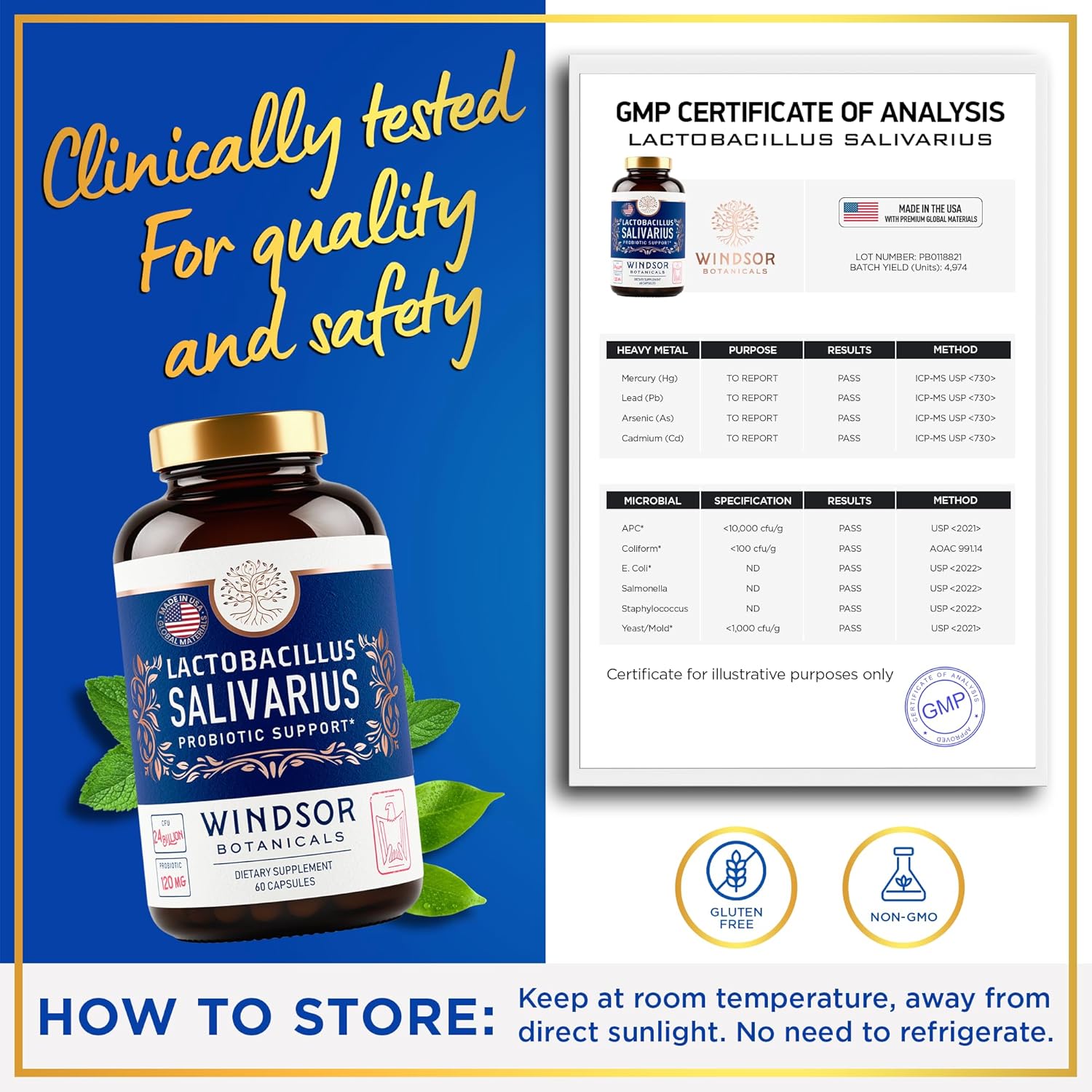 Lactobacillus Salivarius Probiotic Capsules, 24bn CFU, 2-Pack 120 Caps L236