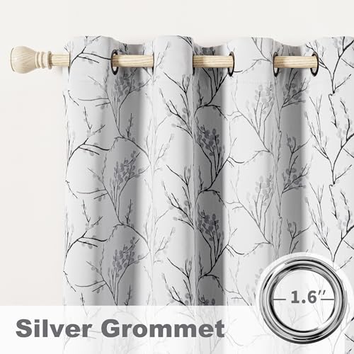 Brown Branch Print Thermal Insulated Curtain, 100Wx84L Inch, 1 Panel G40350
