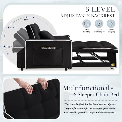 Beige Velvet Convertible Chair Bed N709
