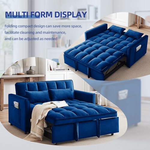 3-In-1 Velvet Sleeper Sofa with Storage Bag & Pillow O97356
