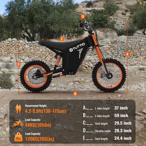 Electric Dirt Bike 2000W, 37MPH Speed, 14"/12" Fat Tires Electric Motorcycle, 48V 21AH Battery L789818