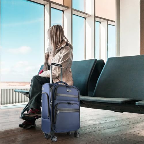 Black Softside Expandable Carry On Luggage with Spinner Wheels & TSA Lock, USB Port, 20-Inch I28952