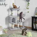 38" Light Gray Cat Tree with Condo Perch Basket Scratchers Y94076