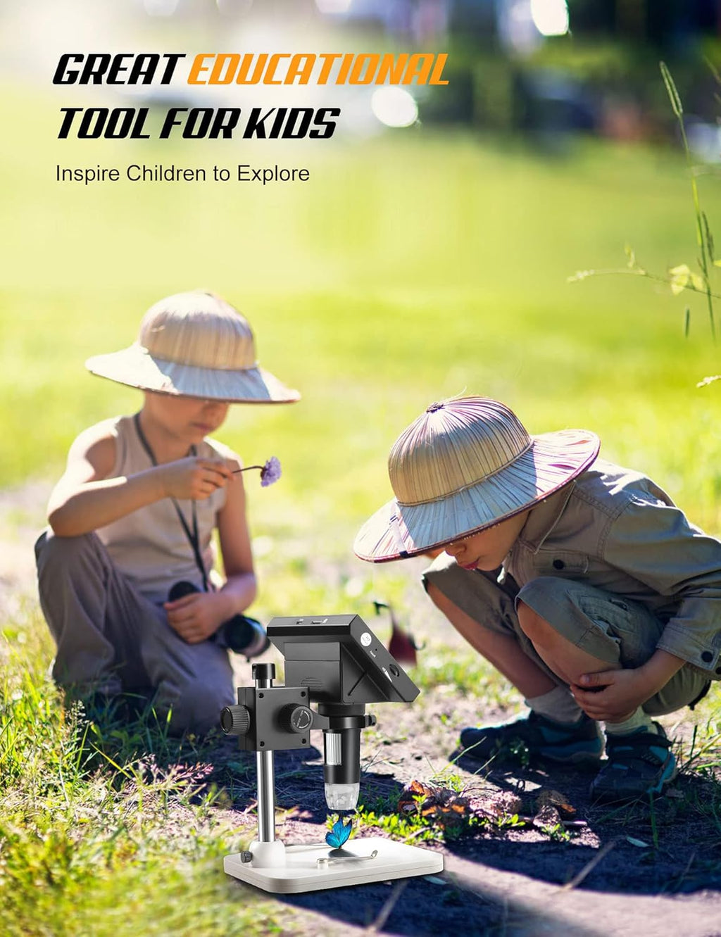 4.3" LCD Digital Microscope, 50X-1000X Magnification, 8 Adjustable LED Lights, 32GB TF Card Included E280