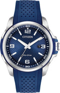 Blue Dial Stainless Steel Watch with Blue Polyurethane Strap P80418