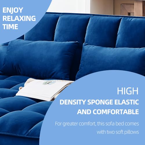 3-In-1 Velvet Sleeper Sofa with Storage Bag & Pillow O97356