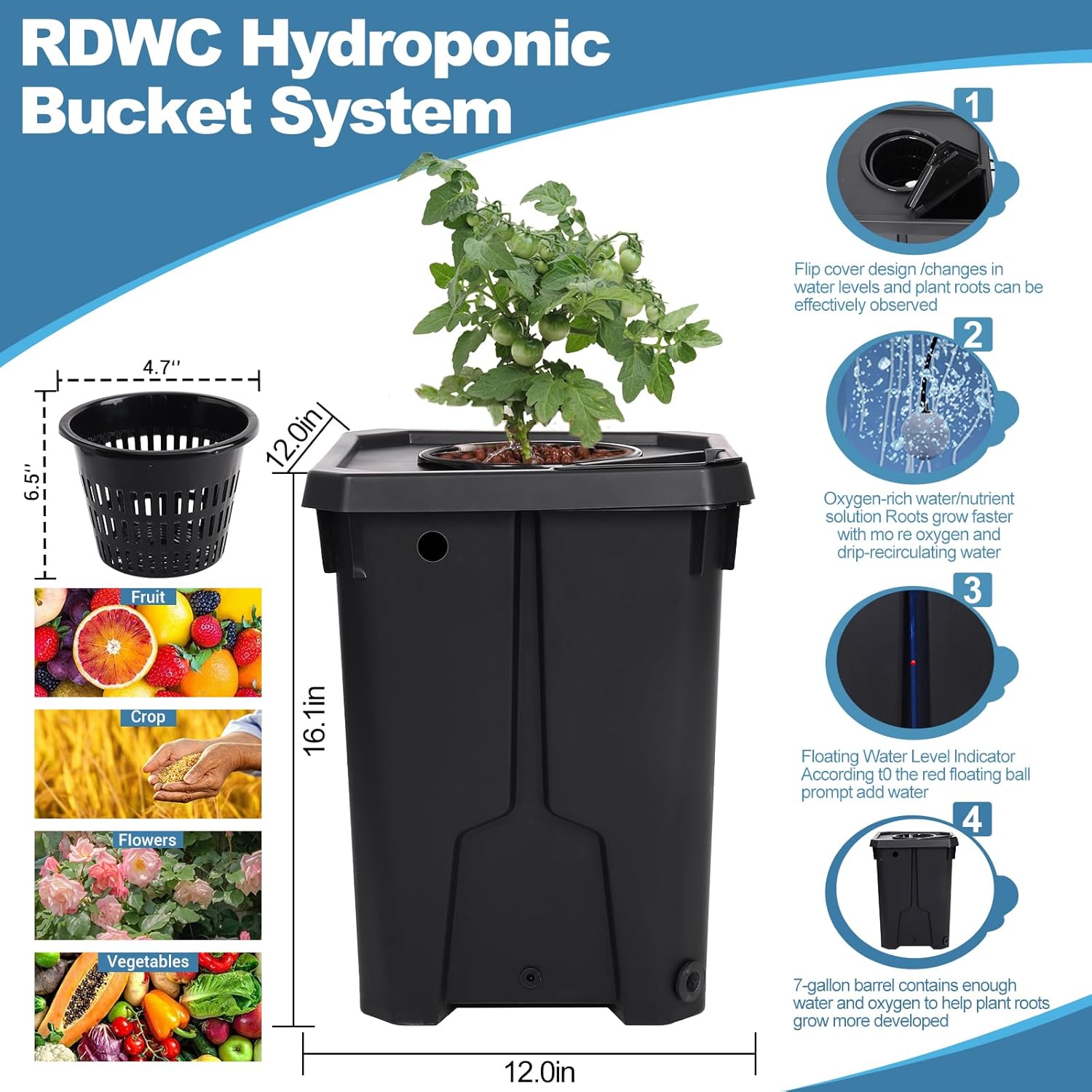 7-Gallon Recirculating Deep Water Culture Hydroponic System H70973