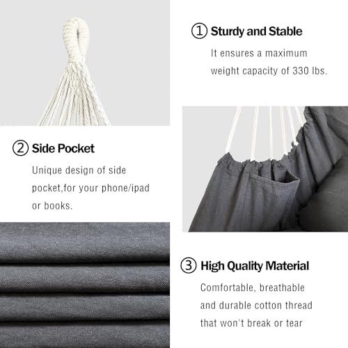 Hanging Cotton Hammock Chair with 2 Cushions W97073