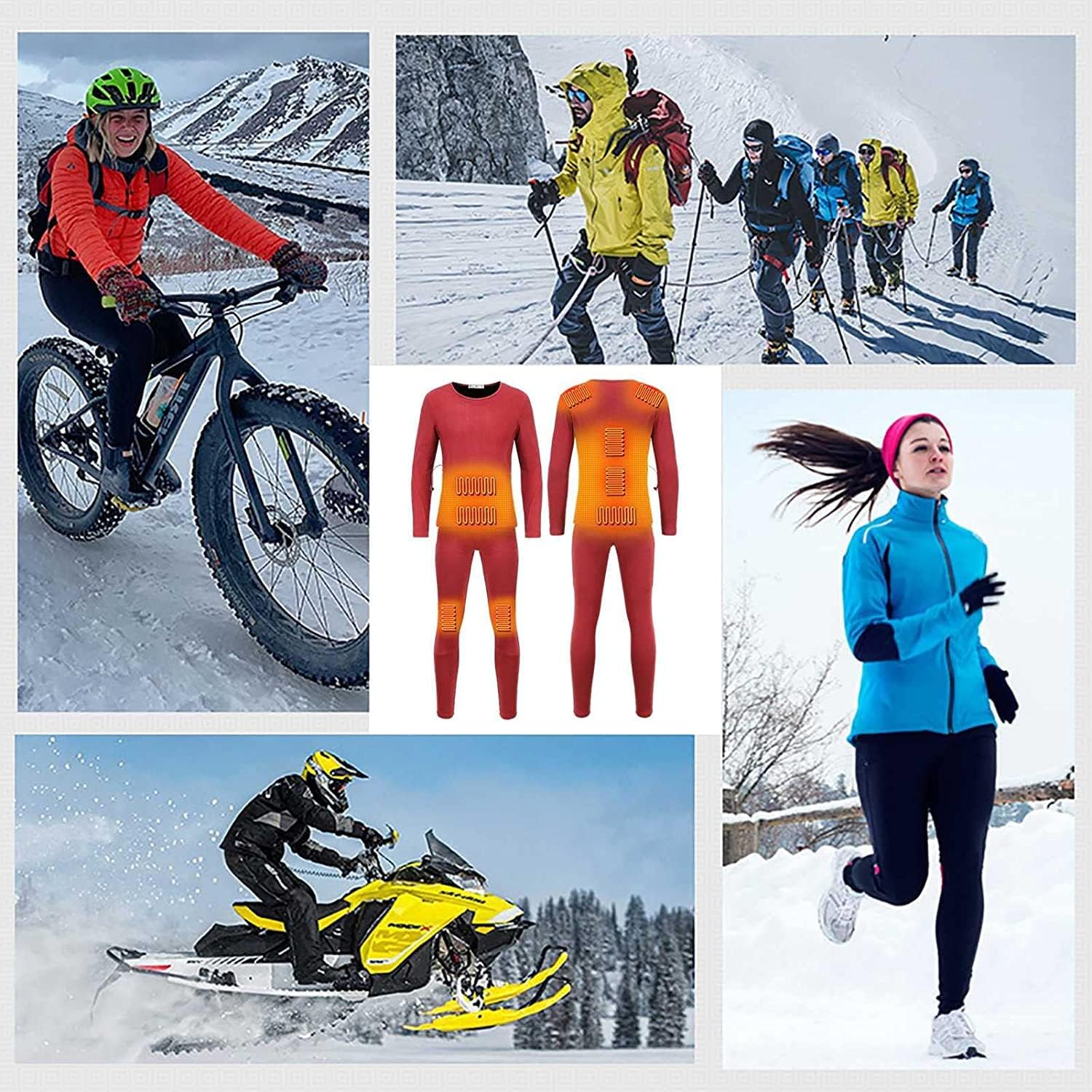 Men's USB Heating Thermal Suit with 3 Heating Levels and 9 Heating Zones M14568