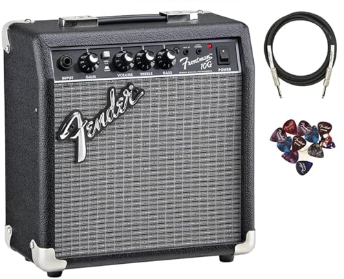 Black Guitar Combo Amplifier with Cable and 12-Pack Picks Y597347