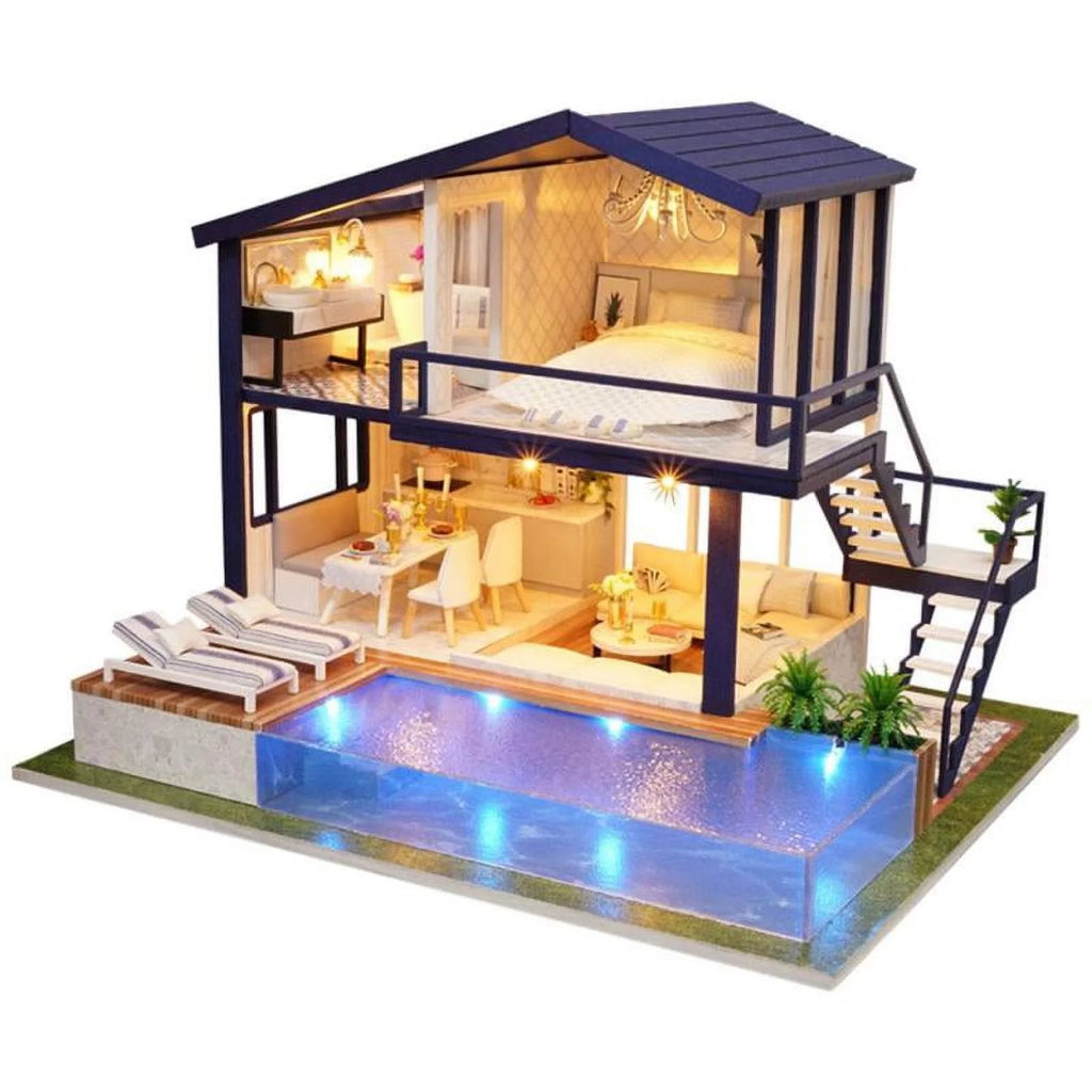 Miniature Dollhouse with LED Light, Swimming Z9172