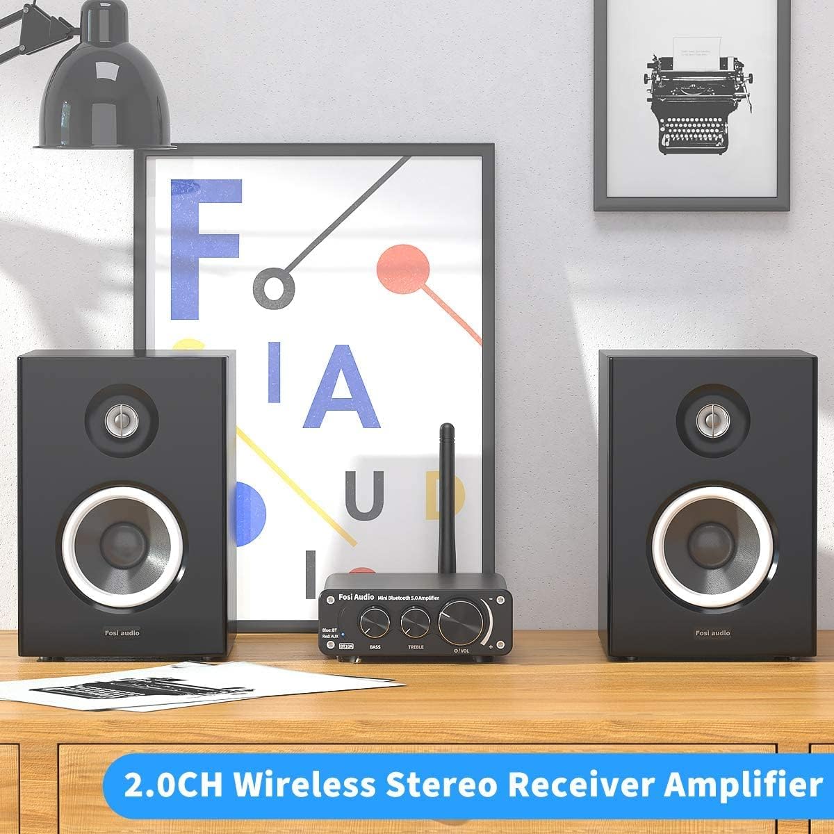BT10A Bluetooth 5.0 Amplifier 100W 2.0 Channel Mini Stereo Audio Amplifier Receiver Class D Integrated Amp with Power Adapter Pack of 2 I729